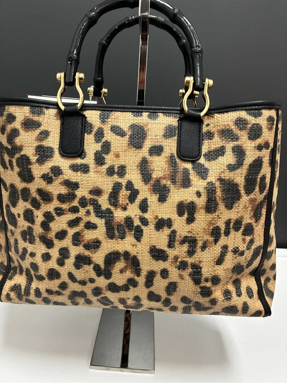 Lilly Pulitzer Leopard Print Tote Bag with Black Trim